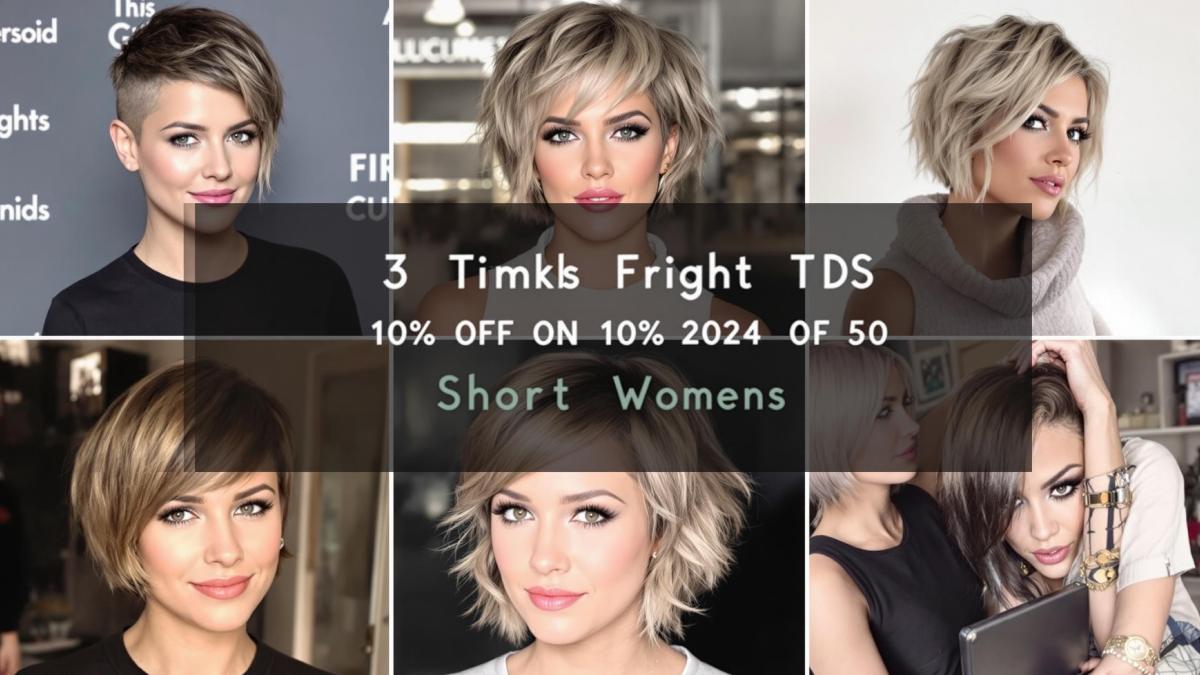 Collage de coupes courtes tendance pour femmes en 2024 : coupes pixie, carrés courts et styles asymétriques, illustrant leur allure moderne et chic.
